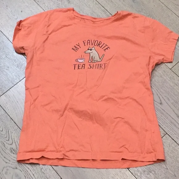 Pets Woman’s Teddy the Dog orange “My favorite Tea shirt”. Large. Gently worn - Picture 1 of 5